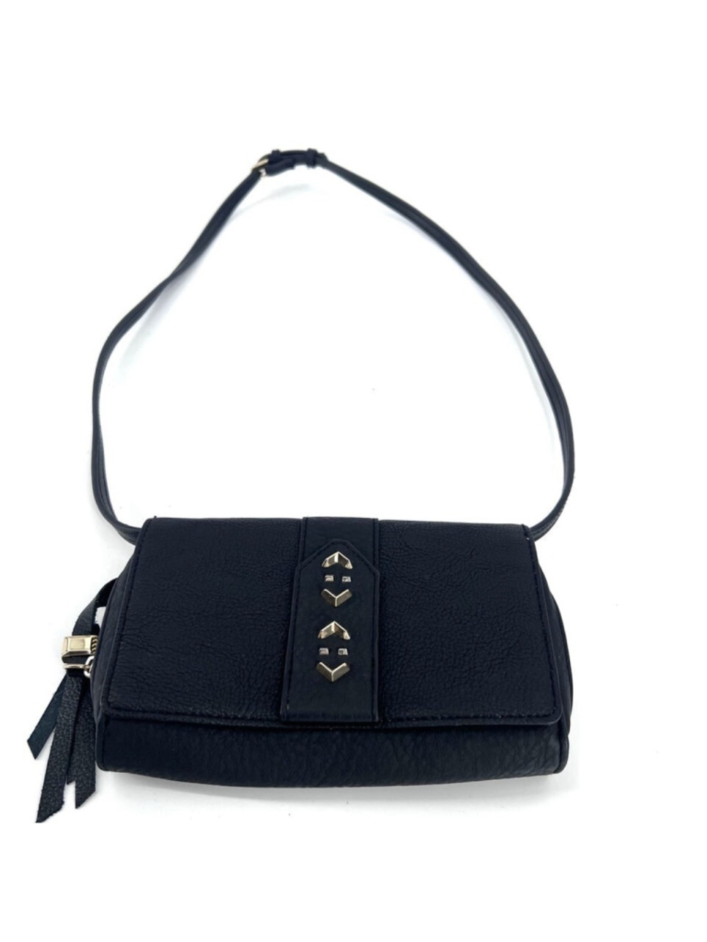 Stella & Dot Nolita crossbody black purse tassel pink gold accents classic NEW